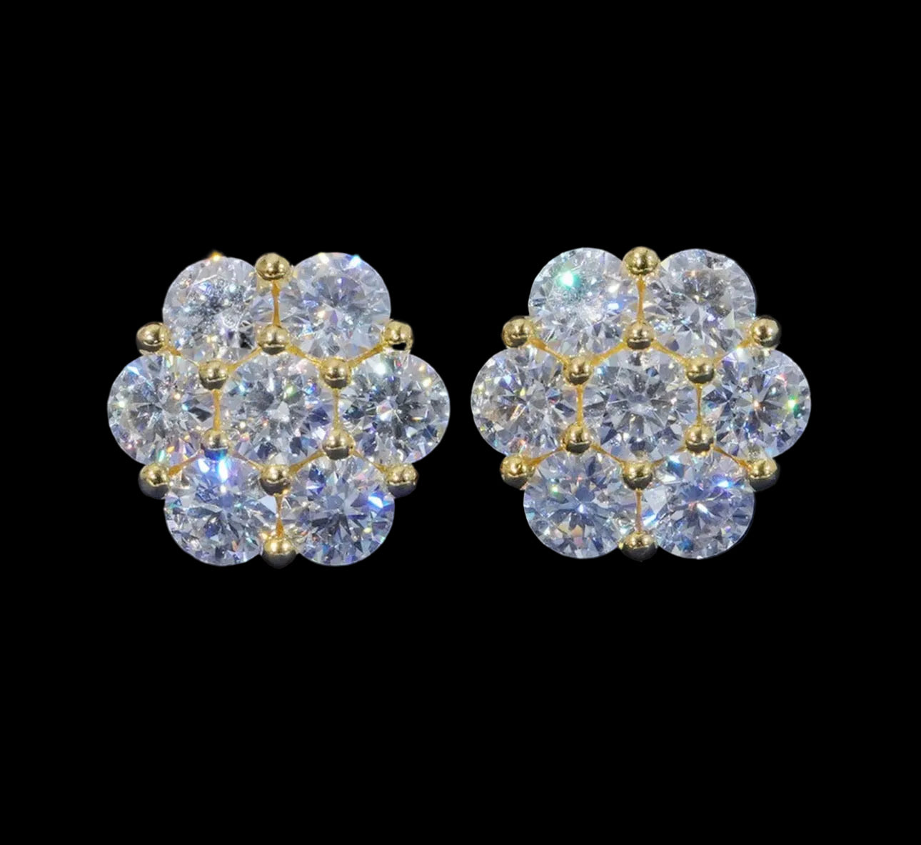 6MM FLOWER SHAPED SILVER/GOLD MOISSANITE DIAMOND EARRINGS